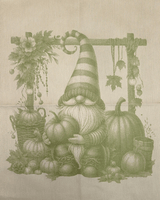 Asciugapiatti in puro cotone - GNOMO AUTUNNALE/VERDE