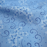 Cotone Americano H 110 cm - FIORELLINI E SPIRALI/AZZURRO