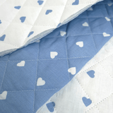Trapuntato in tela di cotone double face H 140 cm - CUORI AZZURRI E BIANCHI