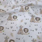 Piquet millerighe con stampa digitale H 150 cm - LEO E LA SUA TRIBU'/GRIGIO