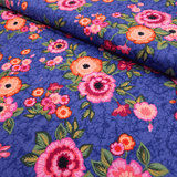 Cotone Americano H 110 cm - FIORI PRIMAVERA/VIOLA