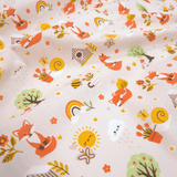 Tessuto Cotone H 140 cm - VOLPINE IN GIARDINO