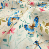 Cotone Americano H 110 cm - FIORI E FARFALLE/BIANCO