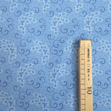 Cotone Americano H 110 cm - FIORELLINI E SPIRALI/AZZURRO