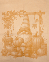 Asciugapiatti in puro cotone - GNOMO AUTUNNALE/GIALLO