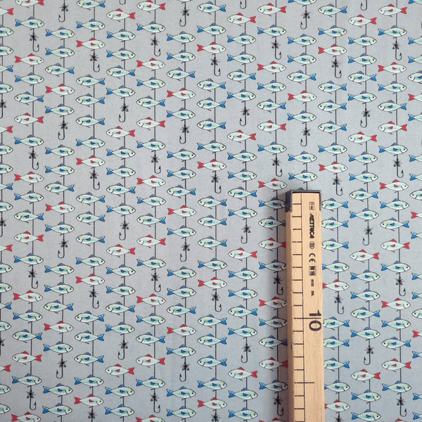 Cotone Americano H 110 cm - PESCIOLINI E AMI/GRIGIO