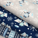 Cotone Americano H 110 cm - PINGUINI A PESCA/BLU