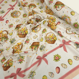 Tessuto per Tovaglie con abbassamento H 160 cm - GIARDINO DI PASQUA/FIOCCHI ROSA