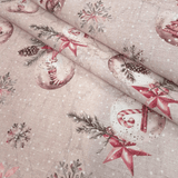 Tessuto Arredo Jacquard H 140 cm - PALLINE DI NATALE/CIPRIA con Lurex
