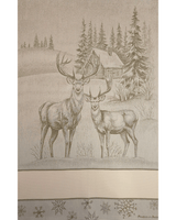 Asciugapiatti da ricamo in puro cotone - CERVI VERDE