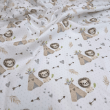 Piquet millerighe con stampa digitale H 150 cm - LEO E LA SUA TRIBU'/GRIGIO