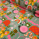 Cretonne Leggero H 160 cm - ANIMALETTI E ARCOBALENI/MENTA