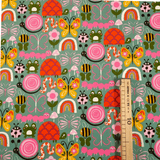 Cretonne Leggero H 160 cm - ANIMALETTI E ARCOBALENI/MENTA