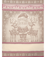 Asciugapiatti da ricamo in puro cotone - BABBO NATALE E RENNE NOCCIOLA