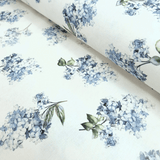 Panama Digital Fund Cotton - PIVOINES BLEUES - coupe minimum ou multiples de 25 x 280 cm
