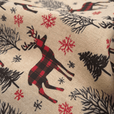 Cotone Fondo Grezzo H 280 cm - CERVI SCOZZESI ROSSO/NERO