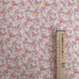 Mussola di Cotone Doppia Garza H 140 cm - FIORELLINI ROSA E GIALLI/LATTE