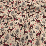 Cotone Fondo Grezzo H 280 cm - CERVI SCOZZESI ROSSO/NERO