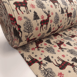 Cotone Fondo Grezzo H 280 cm - CERVI SCOZZESI ROSSO/NERO