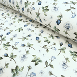 Panama Digital Fund Cotton - PIVOINES BLEUES - coupe minimum ou multiples de 25 x 280 cm