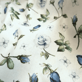 Panama Digital Fund Cotton - PIVOINES BLEUES - coupe minimum ou multiples de 25 x 280 cm