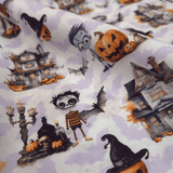 Cotone Halloween H 150 cm - CASE STREGATE/PIPISTRELLI LILLA