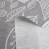 Tessuto antimacchia H 140 cm - FOGLIE BIANCHE/GRIGIO