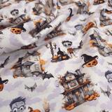 Cotone Halloween H 150 cm - CASE STREGATE/PIPISTRELLI LILLA