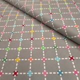 Cotone Americano H 110 cm - GEOMETRICO FIORITO/GRIGIO