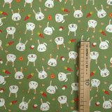 Tessuto Cotone H 140 cm - CONIGLIETTI E CAROTE/VERDE