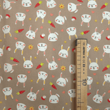 Tessuto Cotone H 140 cm - CONIGLIETTI E CAROTE/TORTORA