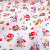 Tessuto Cotone H 140 cm - CONIGLIETTI E FUNGHETTI