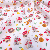 Tessuto Cotone H 140 cm - CONIGLIETTI E FUNGHETTI