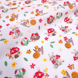 Tessuto Cotone H 140 cm - CONIGLIETTI E FUNGHETTI