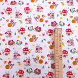 Tessuto Cotone H 140 cm - CONIGLIETTI E FUNGHETTI