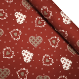 Cretonne Leggero H 160 cm - CUORE TIROLESE/BORDEAUX