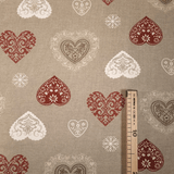 Cretonne Leggero H 160 cm - CUORI TIROLESI/LINO