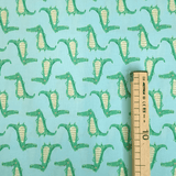 Cotone Americano H 110 cm - COCCODRILLI/AZZURRO