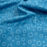 Cotone Americano H 110 cm - ANIMAL FACE/AZZURRO