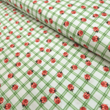 Cotone Americano H 110 cm - COCCINELLE/QUADRI VERDE