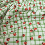 Cotone Americano H 110 cm - COCCINELLE/QUADRI VERDE