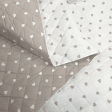 Trapuntato in tela di cotone double face H 140 cm - CUORI GRIGI E BIANCHI