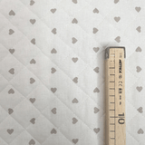 Trapuntato in tela di cotone double face H 140 cm - CUORI GRIGI E BIANCHI