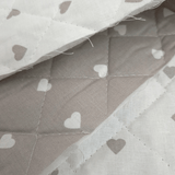 Trapuntato in tela di cotone double face H 140 cm - CUORI GRIGI E BIANCHI