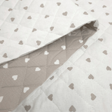 Trapuntato in tela di cotone double face H 140 cm - CUORI GRIGI E BIANCHI