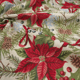 Tessuto Arredo Gobelin H 280 cm - STELLA DI NATALE CON FIOCCO ROSSO/LUREX ORO
