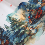 Tessuto per Tovaglie con abbassamento H 160 cm - TRENO/STELLE ROSSE