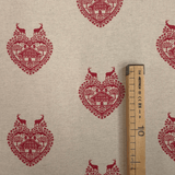 Cotone Fondo Grezzo H 155 cm - CUORI TIROLESI ROSSI