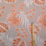 Jacquard-Möbelstoff H 140 cm – LACHS/BEIGE BLÄTTER