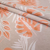 Jacquard-Möbelstoff H 140 cm – LACHS/BEIGE BLÄTTER